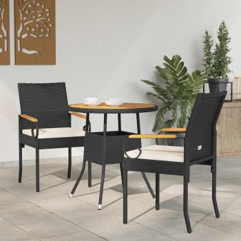 ARDEBO.de - Gartenstühle 2 Stk. Schwarz und Cremeweiß