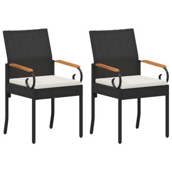 Gartenstühle 2 Stk. Schwarz und Cremeweiß