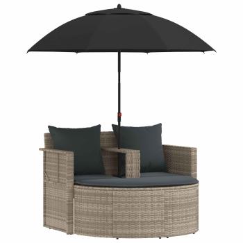 Garten-Sofa 8 stk. Poly-Rattan Hellgrau und Dunkelgrau