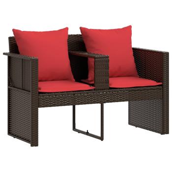Garten-Sofa Braun und Rot 168 x 168 x 180 cm Polyrattan