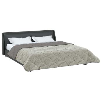 Sommerdecke Hellgrau 200 x 200 cm Mikrofaser und Teddy-Fleece