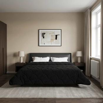 ARDEBO.de - Sommerdecke 220 x 260 cm Sommer Schwarz Atmungsaktiv