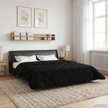 Sommerdecke 220 x 260 cm Sommer Schwarz Atmungsaktiv