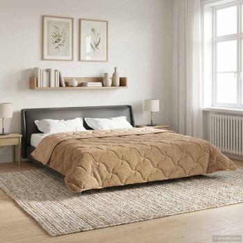 ARDEBO.de - Sommerdecke Taupe 200 x 240 cm Mikrofaser und Teddy-Fleece