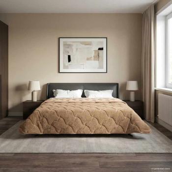 Sommerdecke Taupe 200 x 240 cm Mikrofaser und Teddy-Fleece
