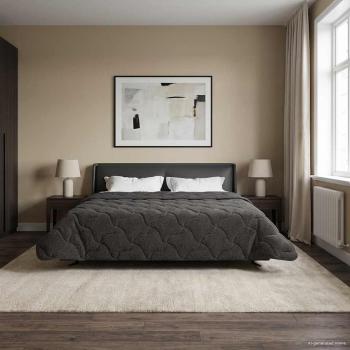 ARDEBO.de - Ganzjahresbettdecke Gepolstert Anthrazit 200 x 240 cm