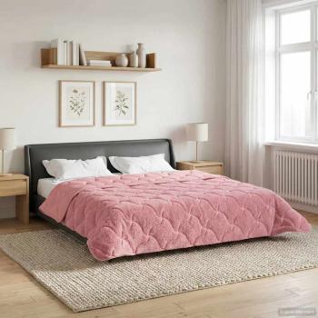 ARDEBO.de - Winterbettdecke Rosa 240 x 260 cm Mikrofaser und Teddy-Fleece