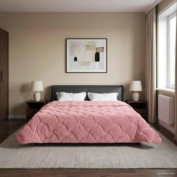 Winterbettdecke Rosa 240 x 260 cm Mikrofaser und Teddy-Fleece