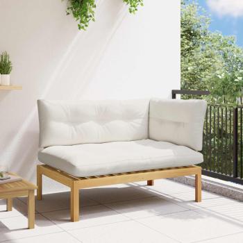 ARDEBO.de - Ecksofa Einheit Helles Akazie und cremeweiß Akazienholz