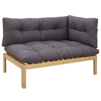 Ecksofa Einheit Helles Akazie und Dunkelgrau Akazienholz