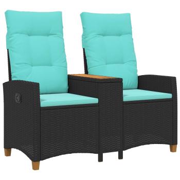 Liegebank mit Tisch 2 -Seater 126 x 65 x 112 cm Poly-Rattan