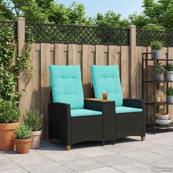 Liegebank mit Tisch 2 -Seater 126 x 65 x 112 cm Poly-Rattan