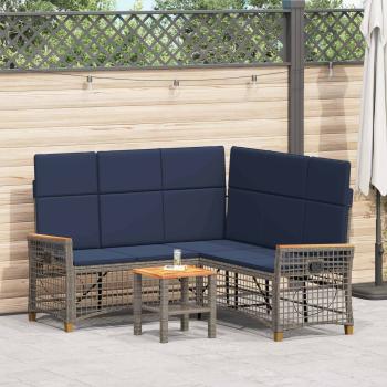 ARDEBO.de - Garten Liegesofa Set 5-Sitzanzahl Grau und Marineblau