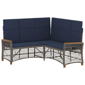 Garten Liegesofa Set 5-Sitzanzahl Grau und Marineblau