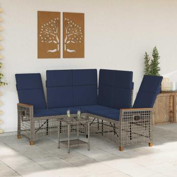 Garten Liegesofa Set 5-Sitzanzahl Grau und Marineblau