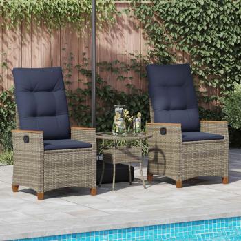 Verstellbarer Gartenstuhl 2 stk. Grau und Marineblau