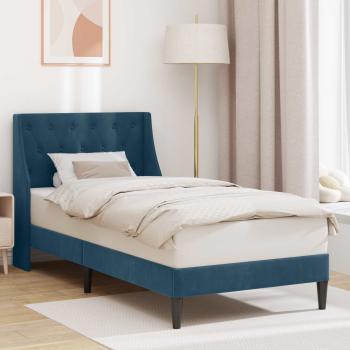 ARDEBO.de - Bettrahmen mit Kopfteil Blau 100 x 200 cm Samt
