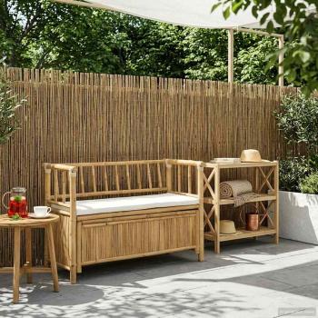 ARDEBO.de - Garten-Aufbewahrungsbank 110 x 47 x 80 cm Bambus Natur