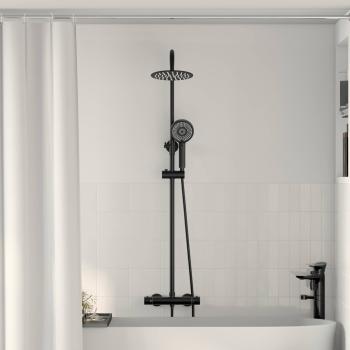 ARDEBO.de - Thermostatisches Duschset Schwarz Edelstahl 201