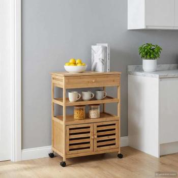 ARDEBO.de - Küchenwagen mit Rädern Natur 59,5 x 36 x 82 cm Bambus