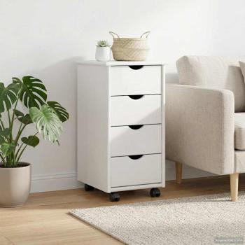 ARDEBO.de - Rollschrank 34 x 39 x 65,5 cm Massivholz Kiefer Weiß