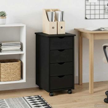 ARDEBO.de - Rollschrank 34 x 39 x 65,5 cm Massivholz Kiefer Schwarz