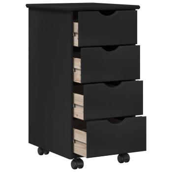 Rollschrank 34 x 39 x 65,5 cm Massivholz Kiefer Schwarz
