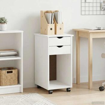 ARDEBO.de - Rollschrank 34 x 39 x 65,5 cm Massives Kiefernholz Weiß