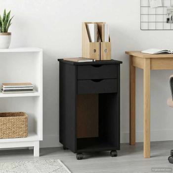 ARDEBO.de - Rollschrank 34 x 39 x 65,5 cm Massives Kiefernholz Schwarz