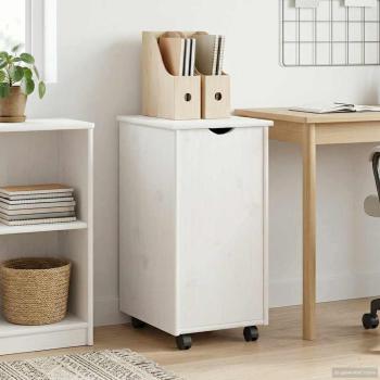 ARDEBO.de - Rollschrank Mit Rad Weiß 34 x 39 x 65,5 cm Massivholz Kiefer