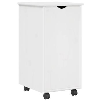 Rollschrank Mit Rad Weiß 34 x 39 x 65,5 cm Massivholz Kiefer