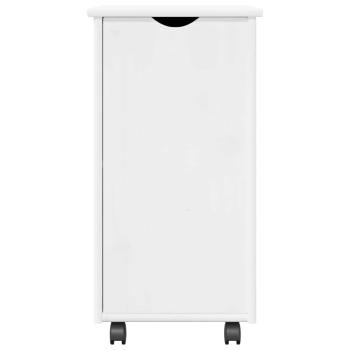 Rollschrank Mit Rad Weiß 34 x 39 x 65,5 cm Massivholz Kiefer