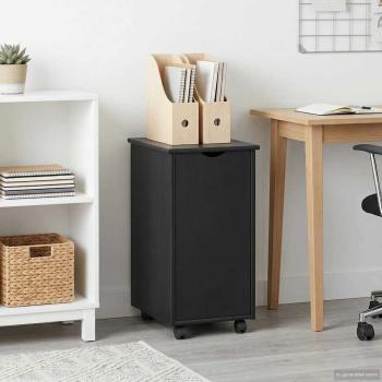 ARDEBO.de - Rollschrank Mit Rad Schwarz 34 x 39 x 65,5 cm Massivholz Kiefer