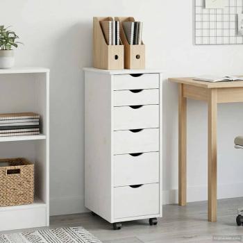 Rollschrank 34 x 39 x 93,5 cm Massivholz Kiefer Weiß