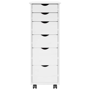 Rollschrank 34 x 39 x 93,5 cm Massivholz Kiefer Weiß