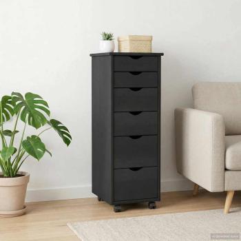 Rollschrank Mit Rad Grau 34 x 39 x 93,5 cm Massivholz Kiefer