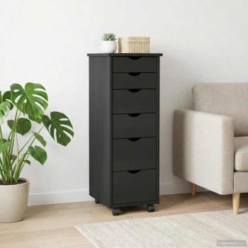 ARDEBO.de - Rollschrank 34 x 39 x 93,5 cm Massivholz Kiefer Schwarz