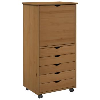 Rollschrank 53 x 39 x 103 cm Massivholz Kiefer Honigbraun