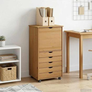 Rollschrank 53 x 39 x 103 cm Massivholz Kiefer Honigbraun