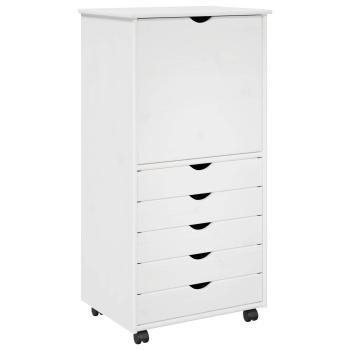 Rollschrank Mit Rad Weiß 53 x 39 x 103 cm Massivholz Kiefer