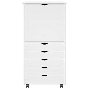 Rollschrank Mit Rad Weiß 53 x 39 x 103 cm Massivholz Kiefer