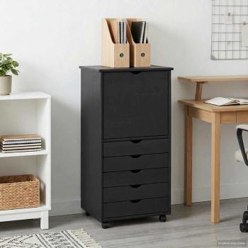 ARDEBO.de - Rollschrank 53 x 39 x 103 cm Massivholz Kiefer Grau