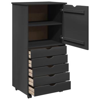 Rollschrank 53 x 39 x 103 cm Massivholz Kiefer Grau