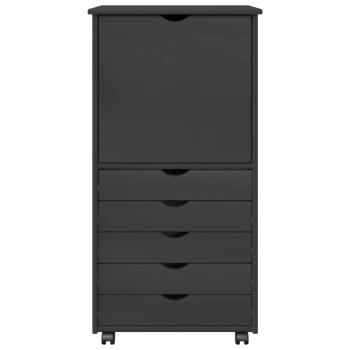 Rollschrank 53 x 39 x 103 cm Massivholz Kiefer Grau