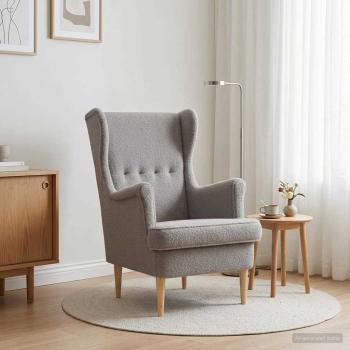 ARDEBO.de - Sessel Hellgrau Bouclé