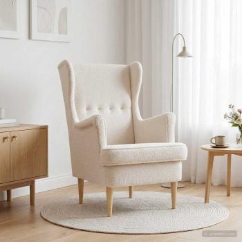 ARDEBO.de - Sessel Creme Bouclé