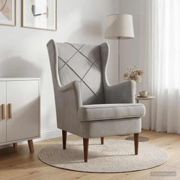 ARDEBO.de - Sessel Hellgrau Samt