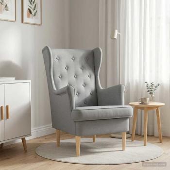ARDEBO.de - Sessel Hellgrau Stoff