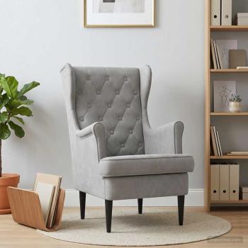 ARDEBO.de - Sessel Hellgrau Samt