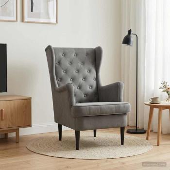 ARDEBO.de - Sessel Dunkelgrau Samt